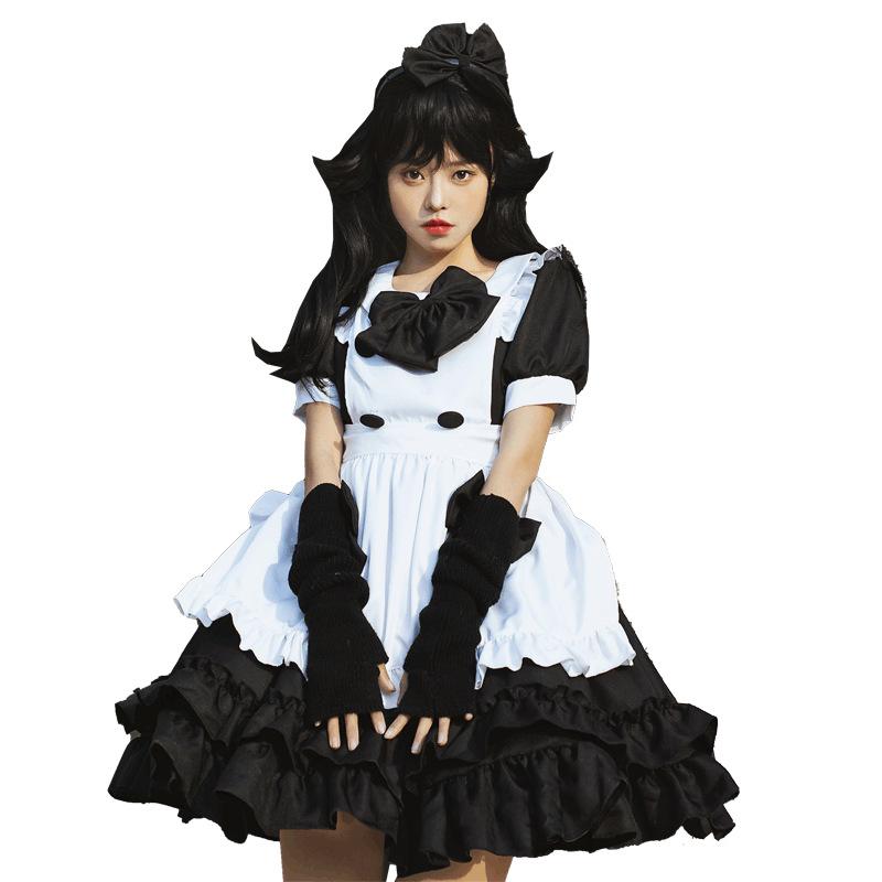 Zwart donker gothic meid Lolita jurk live streaming host zoet en pittig Harajuku Lolita meisje jurk vrouwen