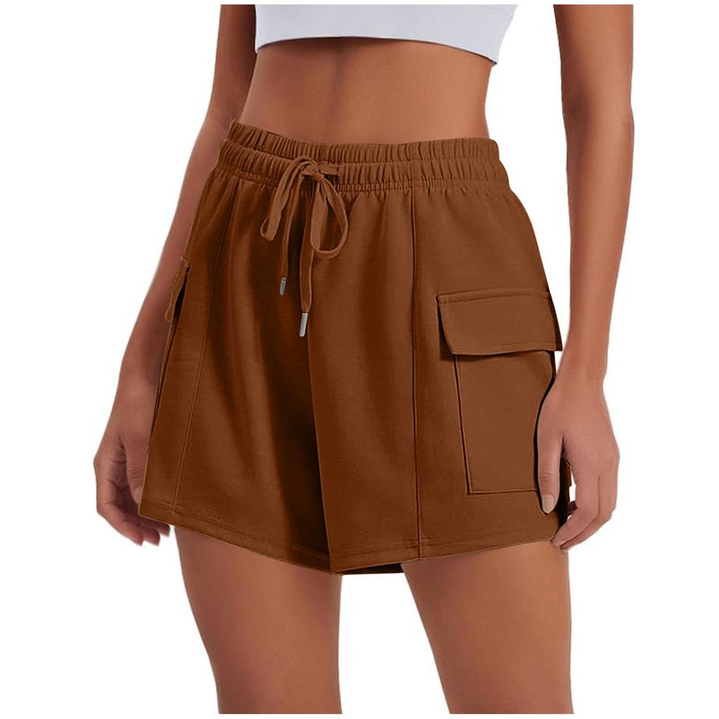Šortky pro ženy Jednobarevné Ležérní letní Šortky s volnou kapsou se stahovací šňůrkou