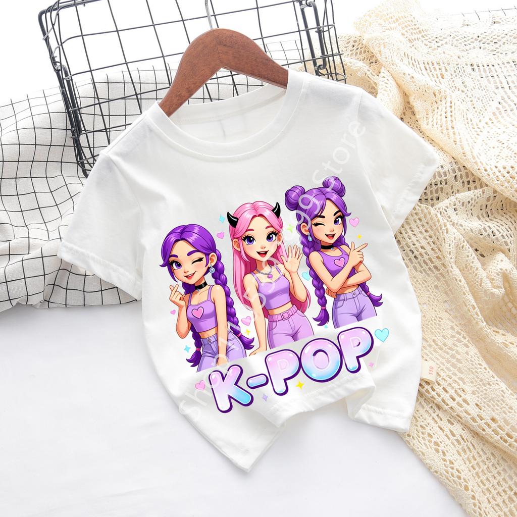 Kpop Childrens T Shirt Cartoon Graphic Short Sleeve Summer Comfortable Top Funny Gift for Fans Harajuku TShirts Girls Clothes