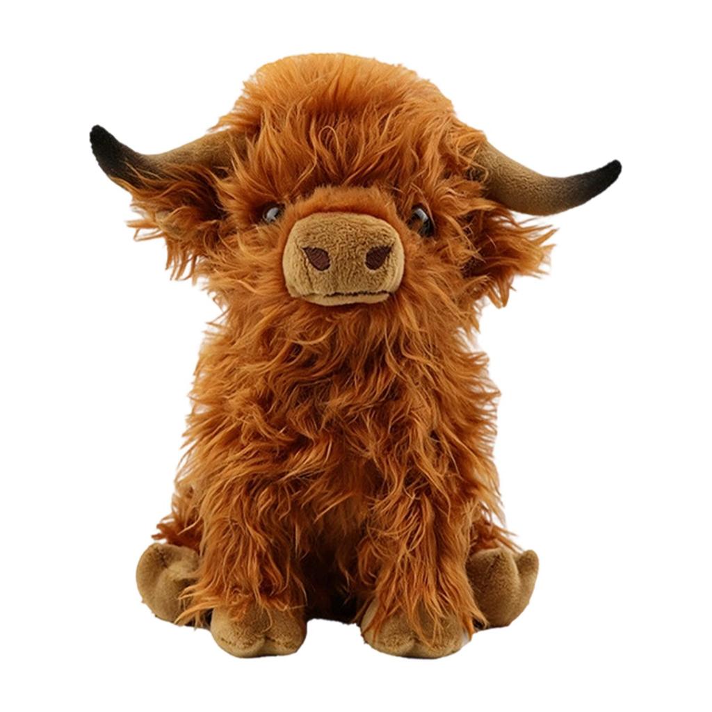 Plush Highland Cow Doll Snuggling Hugging Sofa Ornament Birthday Gifts Teens brown