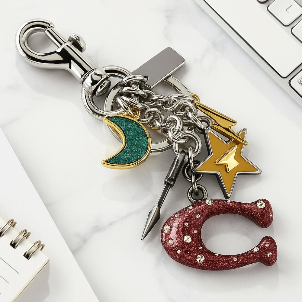 Flower Design Zinc Zinc Alloy Moon Stars Keyring Zinc Zinc Alloy Moon Stars Bags Pendant  Women Accessories