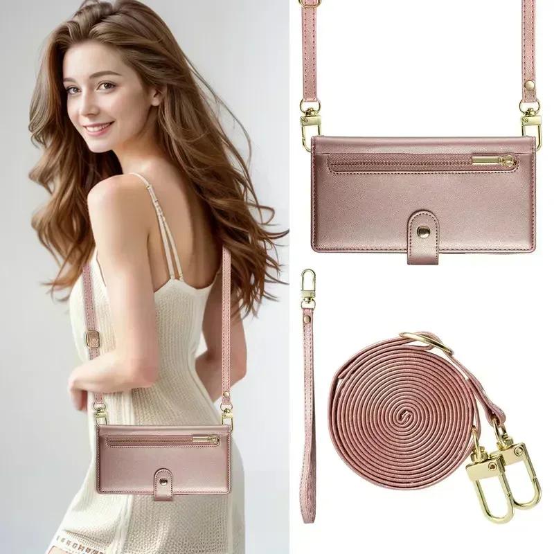 Zipper Leather Crossbody Phone Case for iPhone 17 Air 16 15 14 13 12 11 Pro Max 16e XS XR 8 7 Plus SE Card Solt Wallet Cover