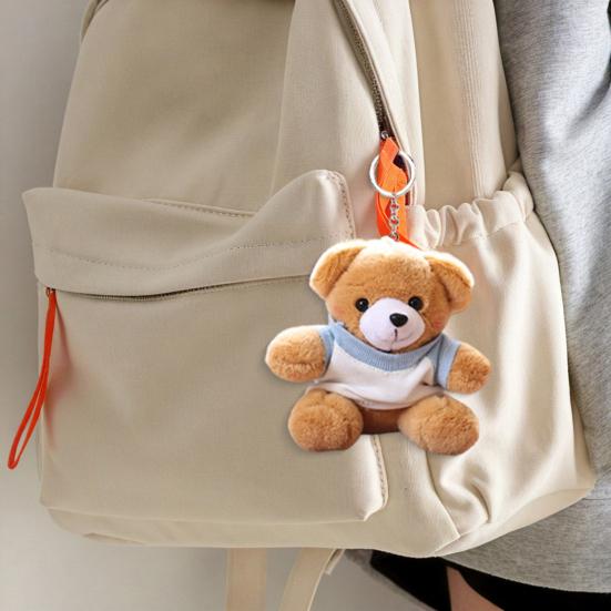 Doll Keychain Plush Pendant Bear T-Shirt Design Lightweight Key Holder Easy to Carry Keychain Backpack Accessories