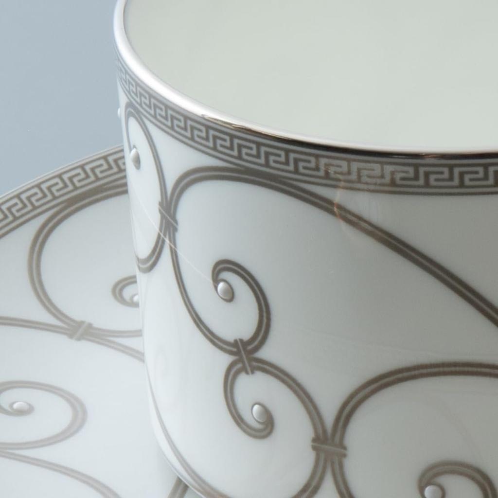 NARUMI Bone China Cup and Saucer Set Rondo 270cc Gold & Platinum Pair 2-Piece Set Elegant Coffee Tea Cups with Gift Box 97351-54719