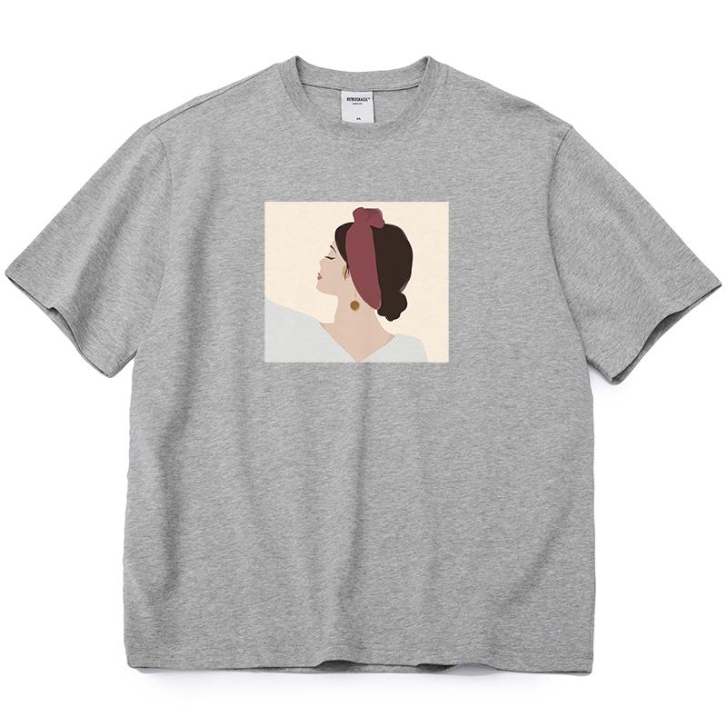 Shellsuning Oversized Casual O-neck Printed T-shirt dla kobiet 2023 Lato Proste All-match Dziewczyny Koszulki 100% Bawełna Miękki Top Podstawowe Harajuku Pary Topy