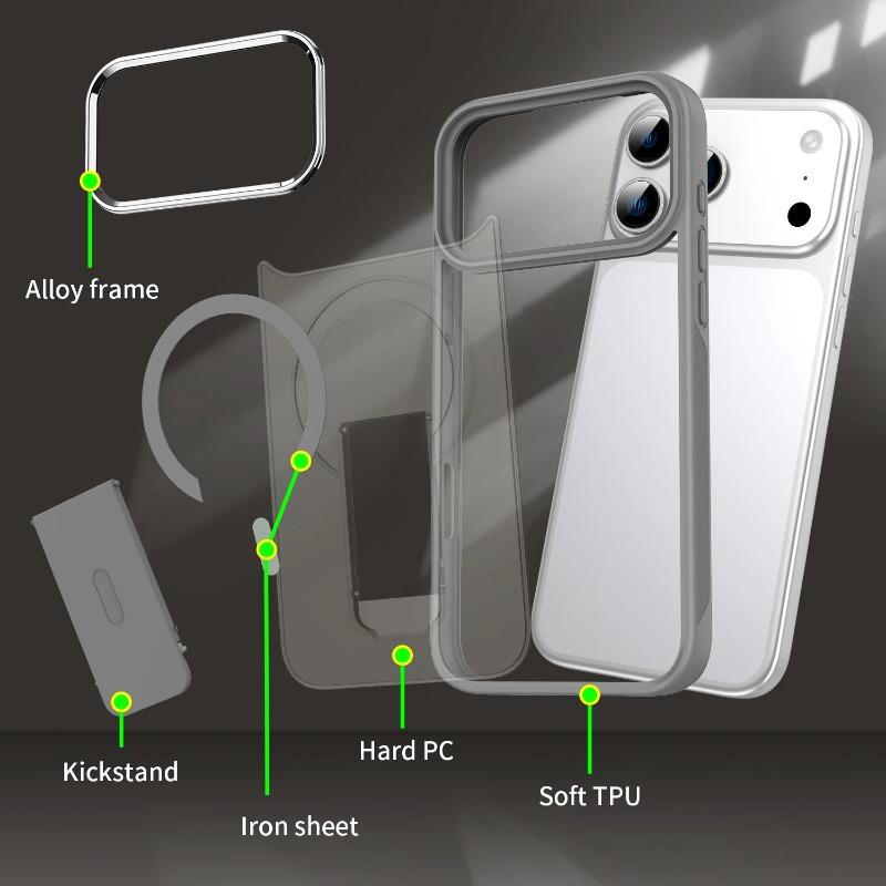 New Folding Stand Matte Clear Magnetic Case for iPhone 17 17 Air 17Pro 17 Pro Max For Magsafe Wireless Charge Shockproof Cover