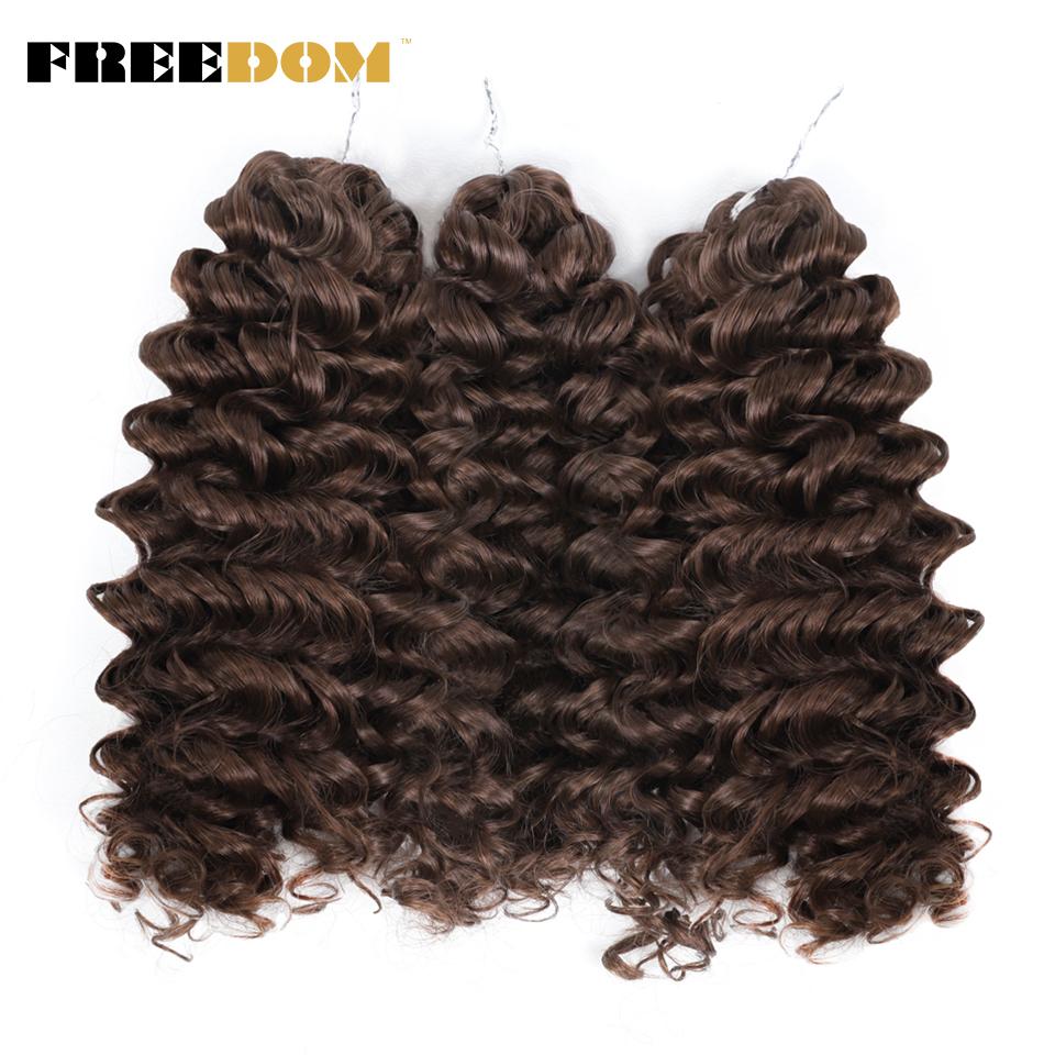 FREEDOM Synthetisches Deep Wavy Twist Häkelhaar Afro Lockiges Haar Häkelzöpfe Ombre Braun 12 Zoll Flecht Haarverlängerung