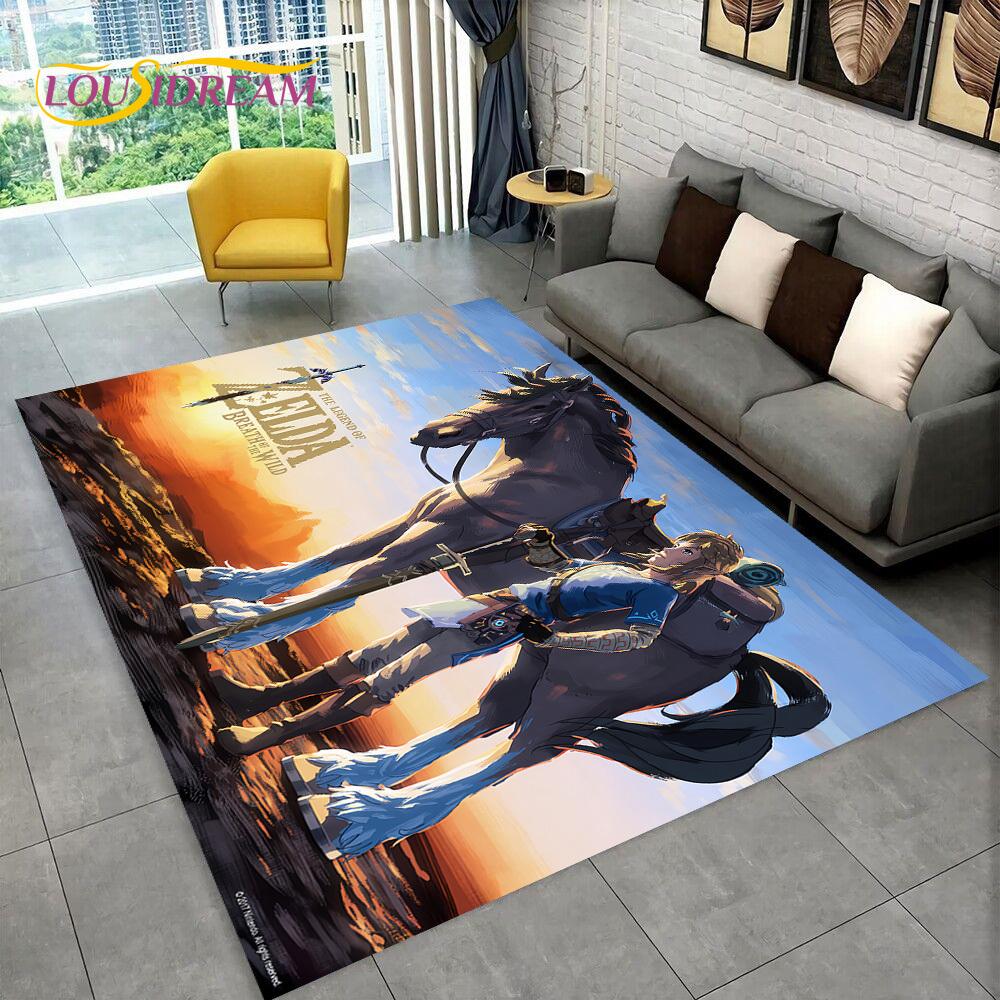 3D Z-Zelda 2 Link Spel Gamer Vloerkleed Tapijt voor Woonkamer Slaapkamer Huisdecoratie, Antislip Vloermat Decoratie voor Bank Deurmat Cadeau