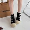 Fashion Retro Fashion Buckle Design Thick Soled Casual Canvas Short Boots for Women 2025 Autumn Comfortable Non Slip Chunky Ankle Boots