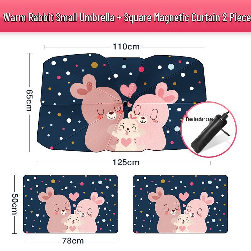 Cartoon Car Sunshade Umbrella for Front Windshield - Heat Insulation Protection