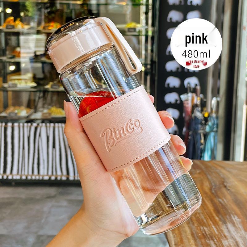 Portable Cute Glass Water Cup with Lid - Stylish Summer Tea Brewing Mug