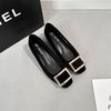 6 cm height increase, classic R home square buckle thick heel single shoes women's 2025 new European and American style suede square head high heels