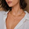 Fashion Luxury Stainless Steel Sequined Round Bead Chain Octagonal Star Zircon Pendant Double-layer Necklace for Women Jewelry