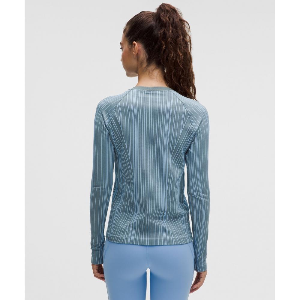 Lululemon Rest Less Variegated Ribbed Pullover Contour Variegated Rib Sinatra Blue Steel Blue