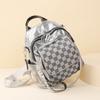 Women's Backpack Chessboard Rhinestone Bag Outdoor Leather Backpack