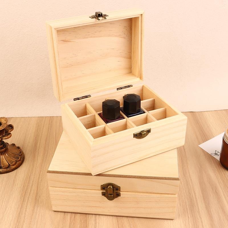 Cutie de Depozitare din Lemn cu 12/25 de Spații Organizator Portabil Recipient pentru Sticle de Ulei Esențial Aromaterapie Cutie de Depozitare Caz