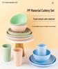 Cross-border Plastic Tableware Set: Plates, Bowls, Cups, Vomit Bowls, 24-Piece for Home Use.
