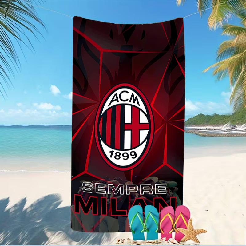 Beach Towel with Associazione Calcio Milan Pattern - soft,absorbent,machine washable Lightweight&Modern,swimming,Travel Essentials