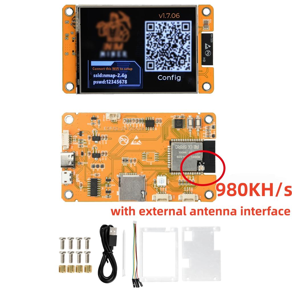 NMMiner NerdMiner CYD Hashrate 1060KH/s Lucky Miner ESP32-2432S028 2.8inch Cheap Yello Display Crypto Solo Lottery Bitcoin DROOM