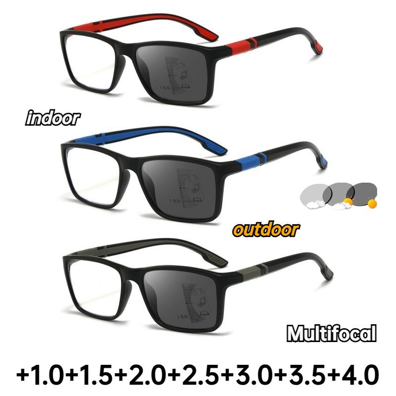 New Vintage Photochromic Multifocal Presbyopia Glasses Classic Square Frame High Definition Blue Light Barrier Reading Glasses