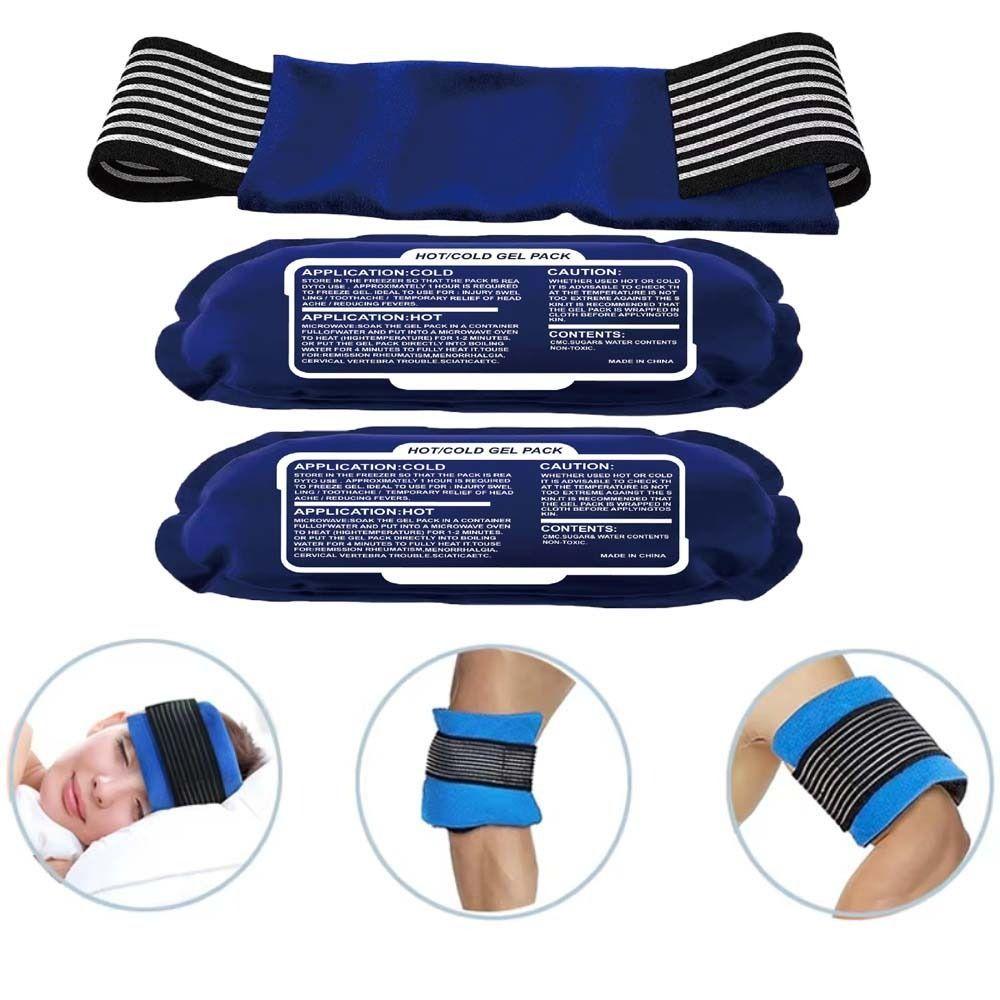 Elastic Gel Cold & Hot Packs Secure Fastening No Leakage 2 Ice Packs with 1 Adjustable Wrap Muscle Recovery Comfortable