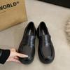 -Size, large size women's shoes, Japanese small leather shoes, women's British style retro loafers, one pedal jk uniform  shoes
