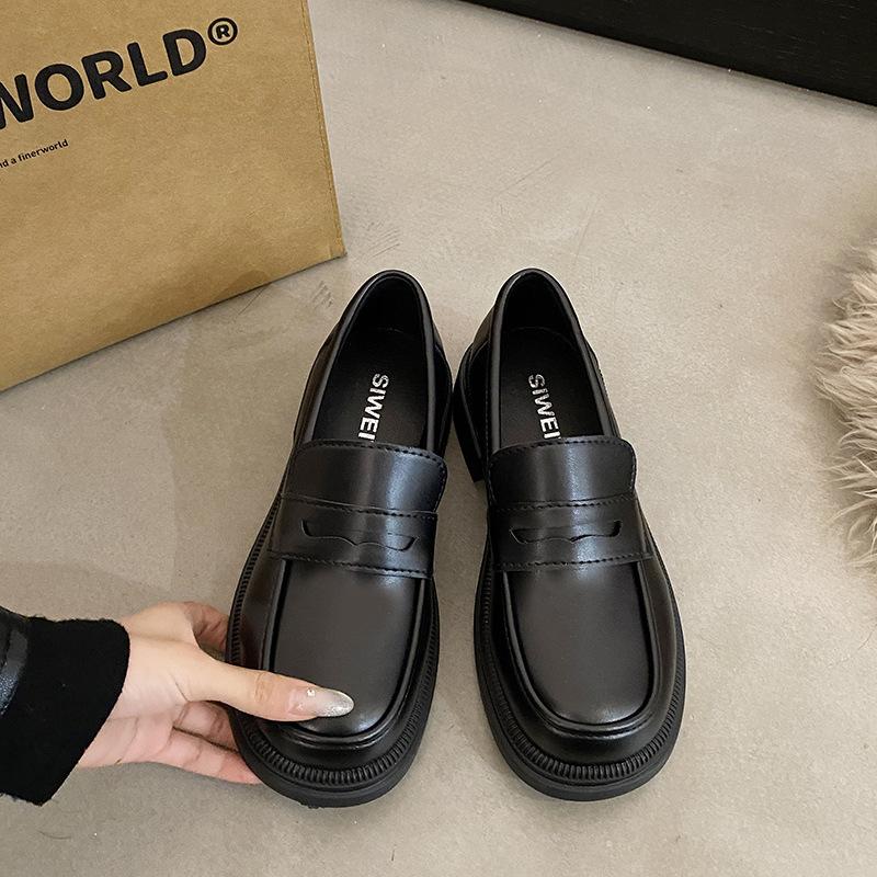 -Size, large size women's shoes, Japanese small leather shoes, women's British style retro loafers, one pedal jk uniform  shoes