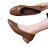 Leather square head shallow mouth single shoes 2025 new leather shoes soft leather soft surface spring and autumn soft sole mother retro women's shoes