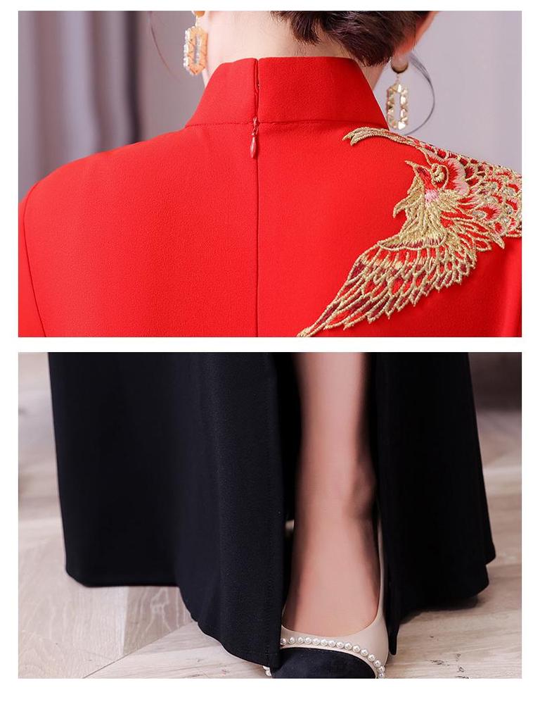 Rochie Cheongsam Retro Chinezesc Brodată cu Guler Mandarin – Stil Național Slim, Mărimi Mari, Perfectă pentru Spectacole pe Scenă și Prezentări de Modă