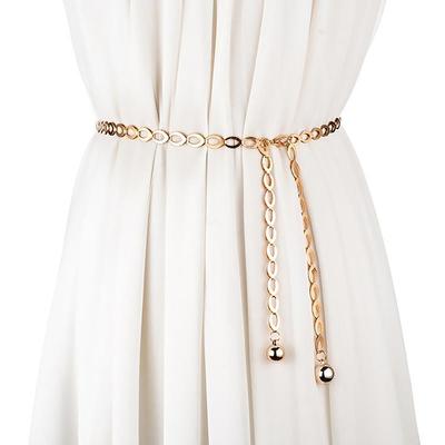 Women  Belts Luxury Designer Belt Retro Silver Carved Hollow Out Chain
