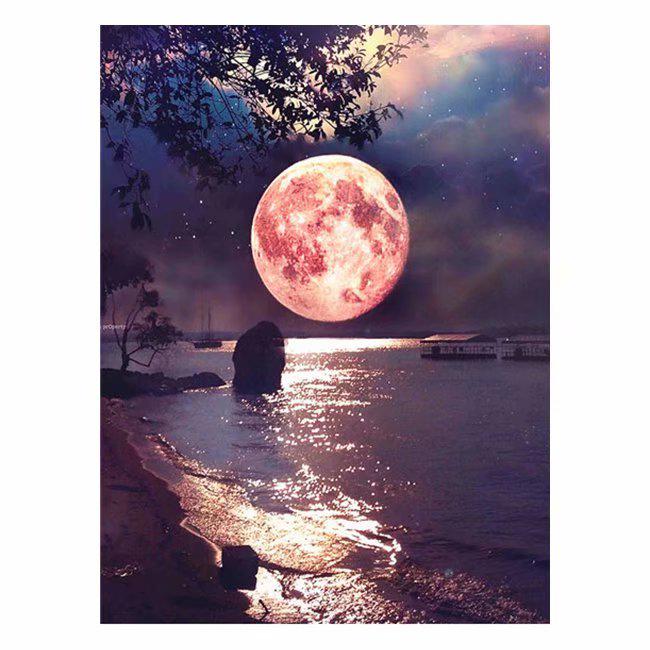 

ЗООЯ 5D Diy Луна Алмазная картина Мода Алмазная картина Луна Дерево Алмазная живопись Пейзаж Приморский Rhinestone Картинки Главная Декор