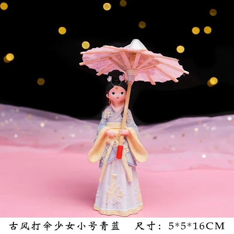 

Ретро китайский стиль Тан костюм девушка зонтик из масляной бумаги кукла-марионетка смоляные украшения поделки фигурки миниатюры свадебный домашний декор