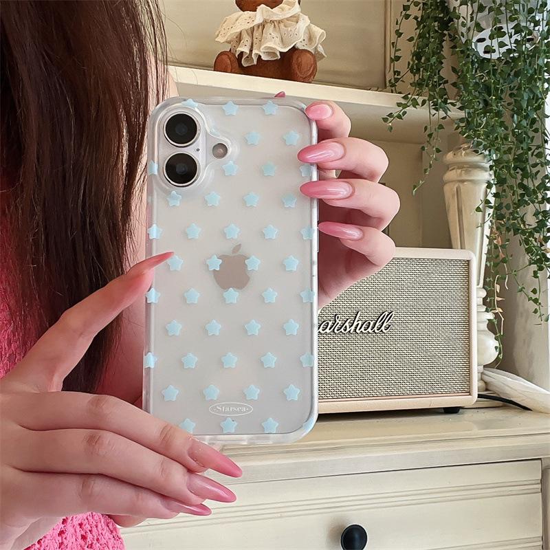 **Transparent Starry Phone Case for iPhone 17/16 Pro Max/15/14 - Japan Korea Inspired Design**