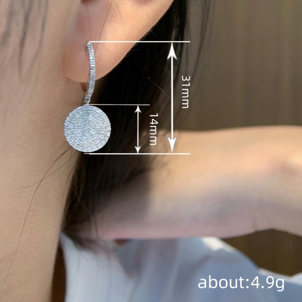 Minimalist Sparkling Full-Paved Round Disc Dangling Earrings