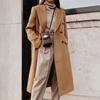 Lapel Double Breasted Woolen Suit Jacket Long Sleeve Solid Color Long Woolen Elegant Coat Female Clothing
