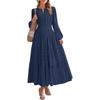 Autumn and winter 2026 new European and American women's clothing fashion V-neck pleated waist long-sleeved long dress dress women
