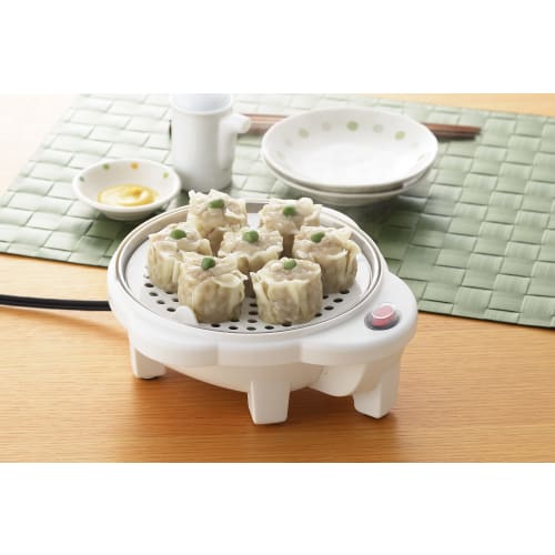 Maruyama Giken Petit Plaisir Electric Egg Boiler with Steaming Plate, Steams Shumai, White, PDY-30