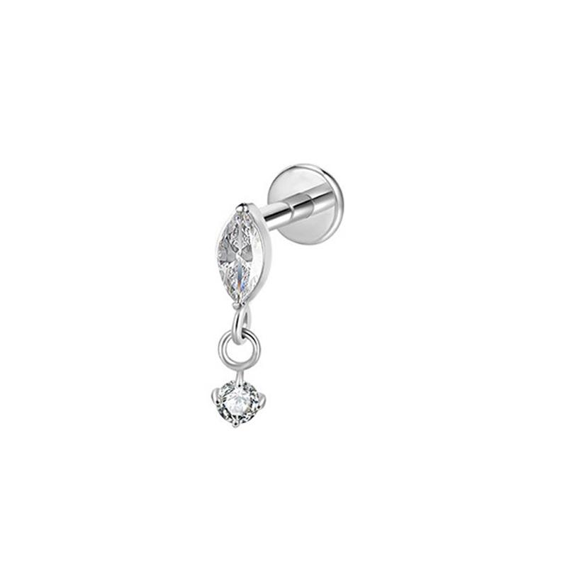 Hot Sale Body Jewelry: Titanium Labret Flatback Tragus Earring Stud Internal Thread Zircon Rings