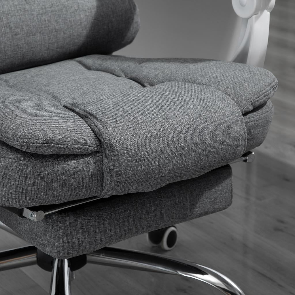 Manager Office Chair Computer Chair With Footrest Reclining Backrest Padded Armrests Linen Gray