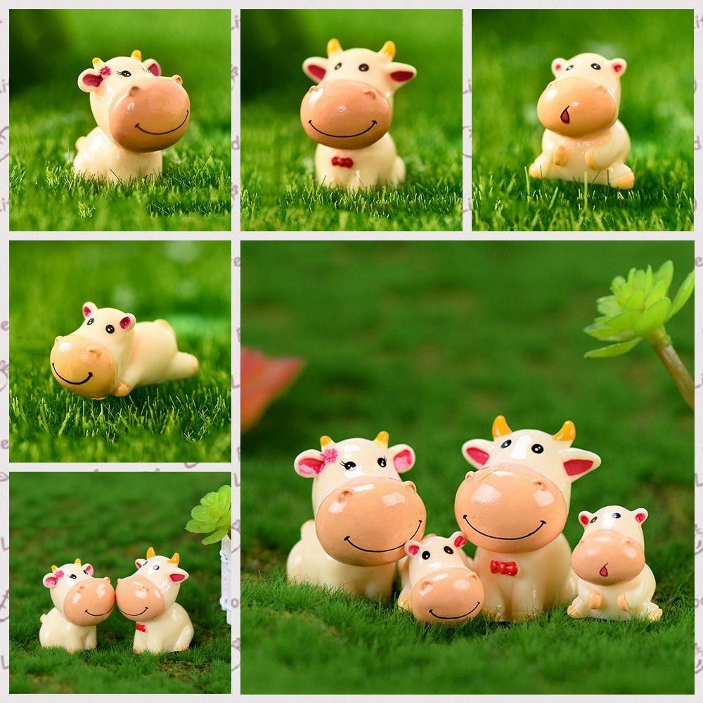

Cartoon Cow Statue Cute Miniature Figurine Handcrafte Zodiac Ox Ornament Home Decor 3