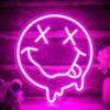 Smile Face Neon Sign LED Neon Light Wall Decor Smiley Face Light Up Signs USB Powered Yellow Neon Signs For Bedroom Pink
