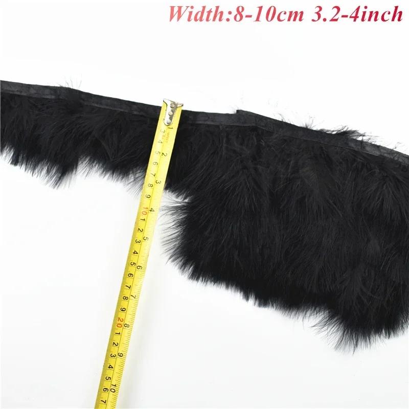 1Meters Black White Feathers for Needlework Ribbon Tape Fringe Feather Trim Pheasant Turkey Ostrich Goose Marabou Sewing Clothes