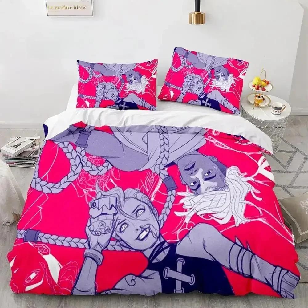 Anime League of Legends Jinx Bettwäsche-Set Einzelbett Twin Full Queen King Size Bettset Erwachsene Kinder Schlafzimmer Bettbezug-Sets Spiel Anime