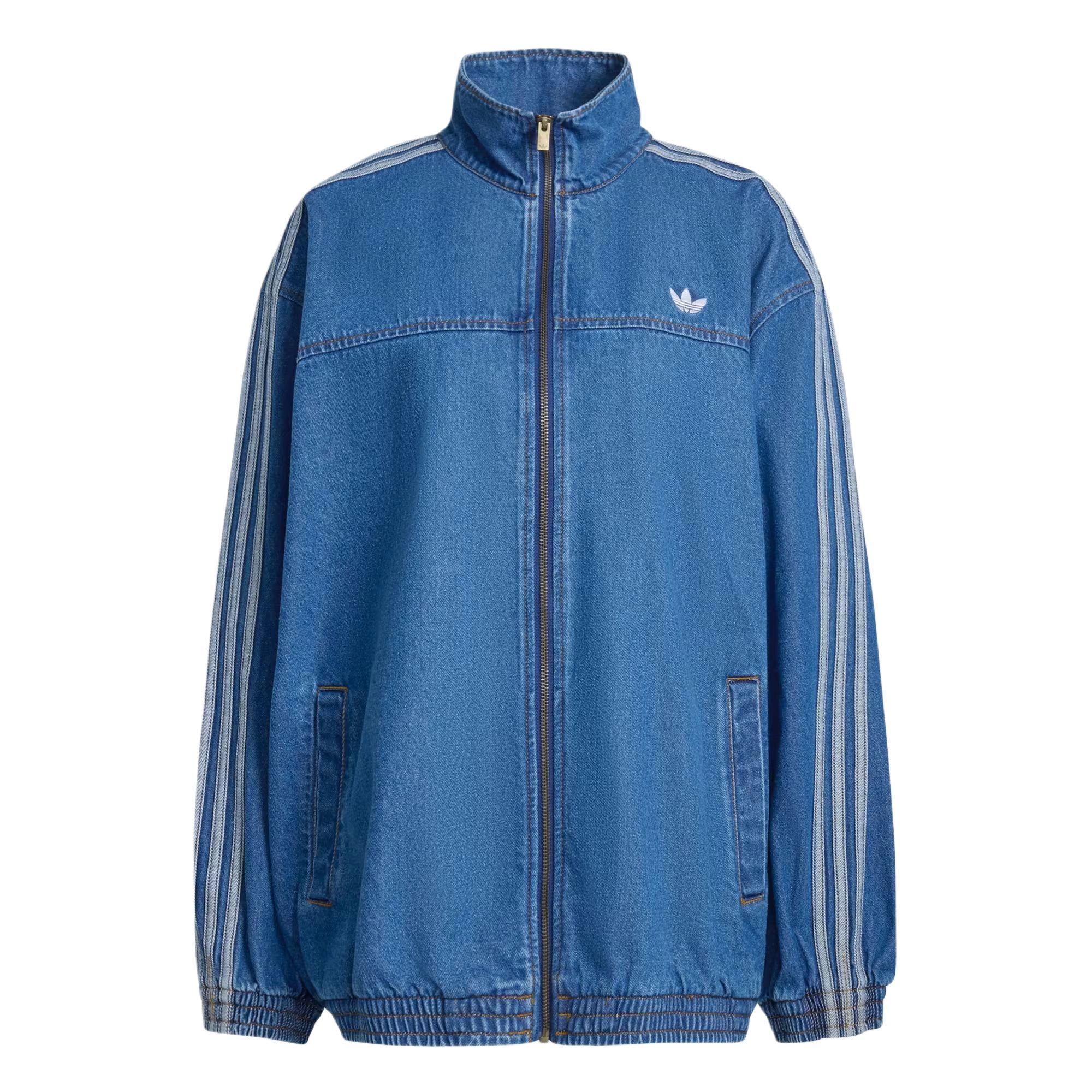 Adidas Originals Firebird FW25 Adilenium Zip High Neck Striped Long Sleeve Denim Jacket Women jackets KD2920 XS