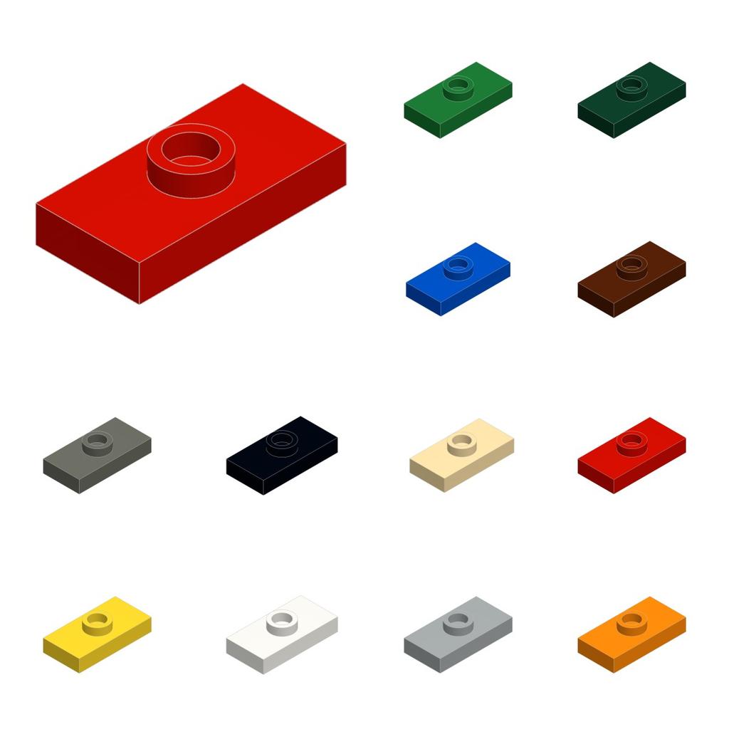 50pcs Building Blocks Modified 1x2 with 1 Stud and Groove Compatible with Major Brands 3794 MOC Bricks