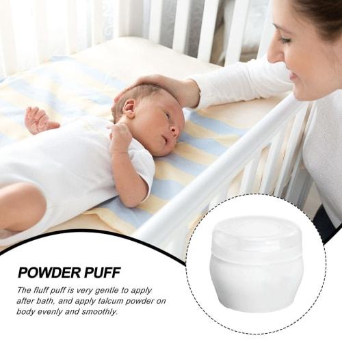 Frcolor Baby Powder Puffs, Set of 2, Portable, White, Baby & Kids Body Talcum Powder Puffs, Perfect for Baby Showers and Body Care
