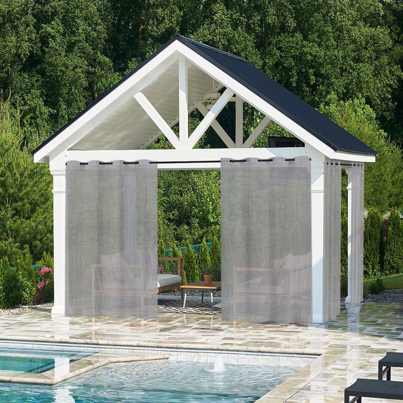 

Патио водонепроницаемые наружные шторы для патио премиум-класса, устойчивые к погодным условиям, прозрачные наружные шторы с люверсами для крыльца, перголы, домика 132x244cm серый