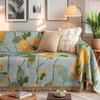 Retro Oil Painting Design Sofa Towel All Season Universal for Living Room Home Decor Tassel Sofa Cover Cloth Flowers Couch Towel
