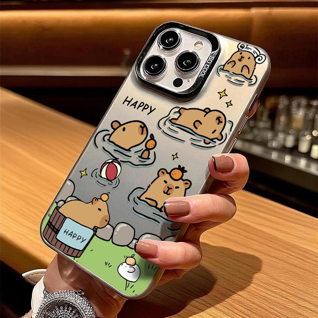 Capybara Phone Case for iPhone 12 Pro Max/13/14/15/16/17 Silver, Cross-Border Niche