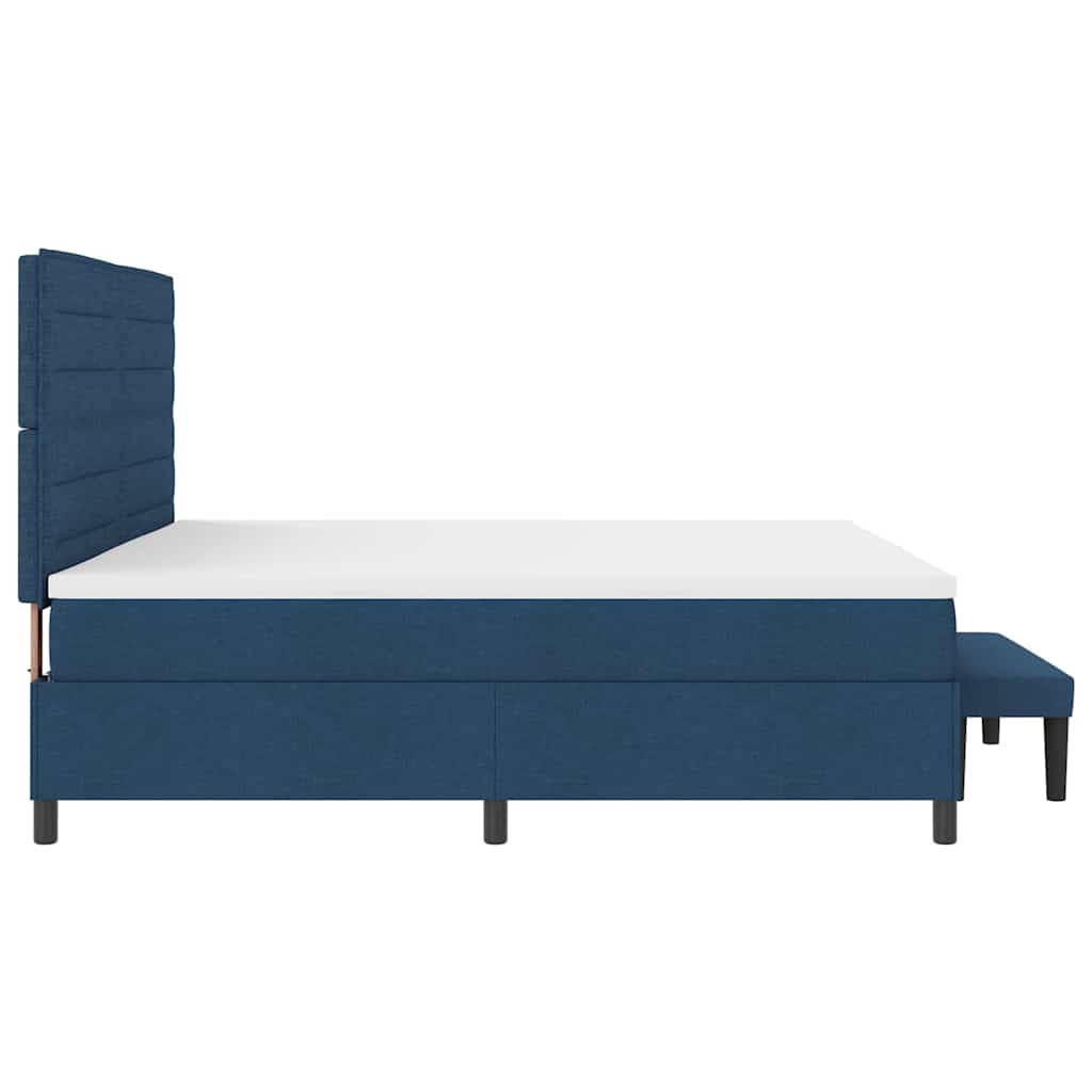 Boxspring Bed with Headboard Blue 200 x 200 cm Fabric